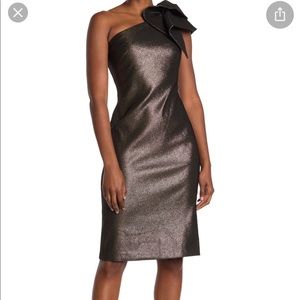 ELIZA J Metallic Midi One Shoulder Dress Sz 12